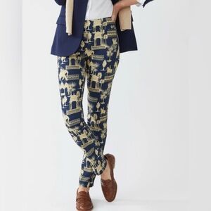 J.McLaughlin Masie Pants Size 6 Navy & Tan Desert Toile Stretch Slim Pant NEW